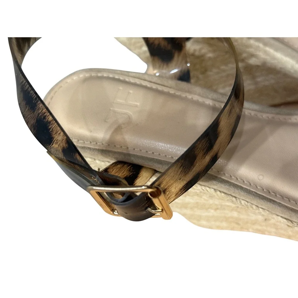 Justfab Karyssa Leaopard Print Strappy‎ Women's Wedges with Ankle Strap Size 6.5